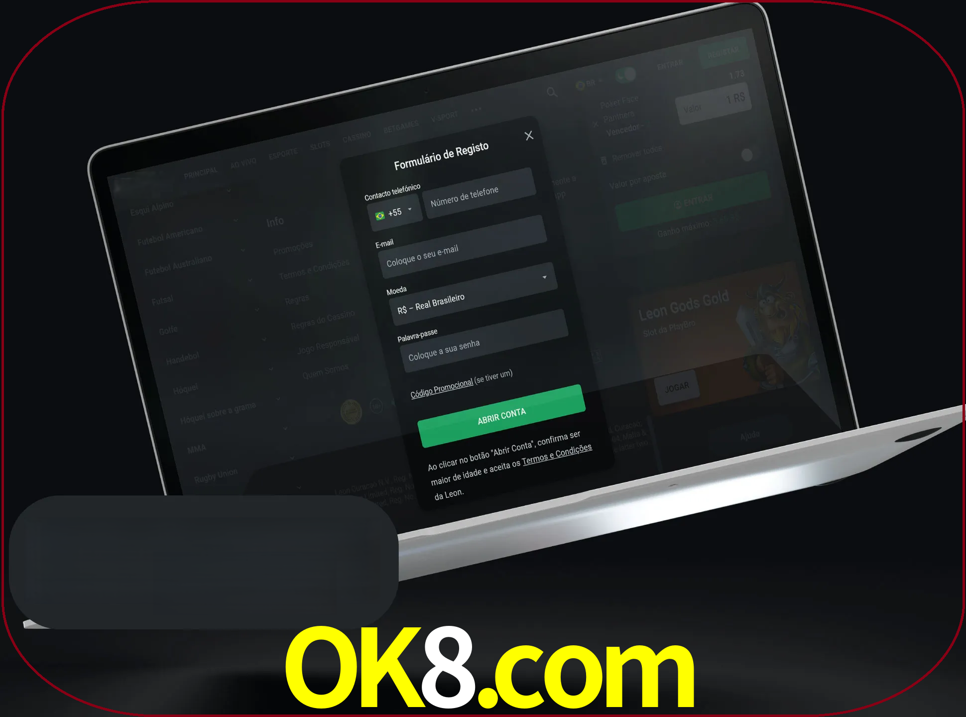Abra o site da LeonBet e crie sua própria conta.