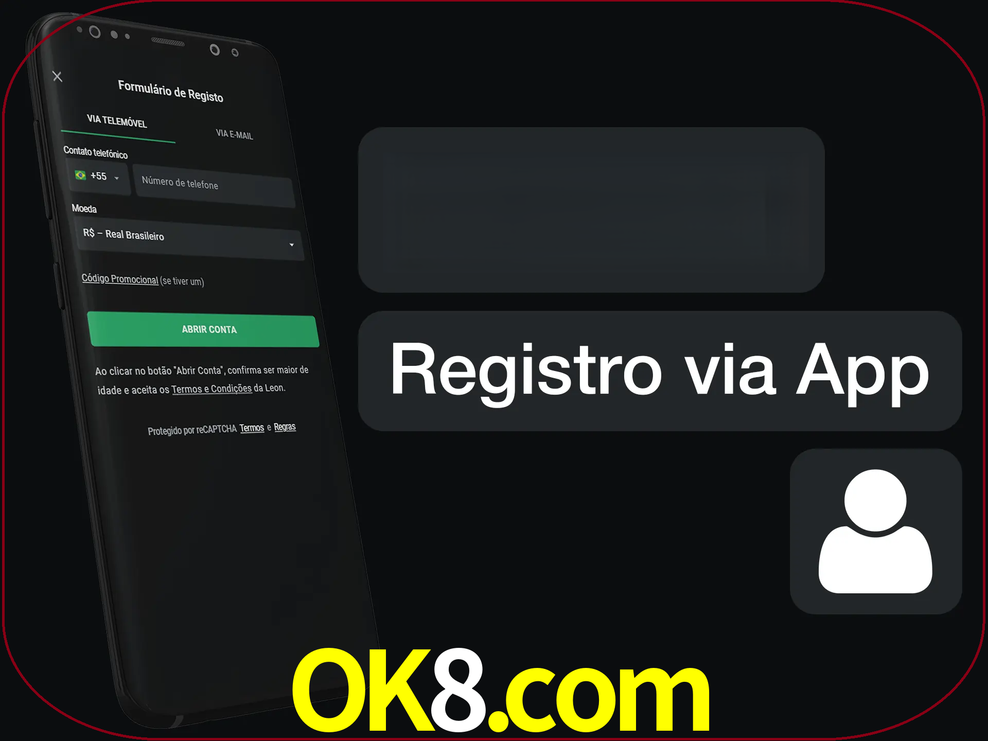 Registre-se com duas etapas usando o aplicativo.