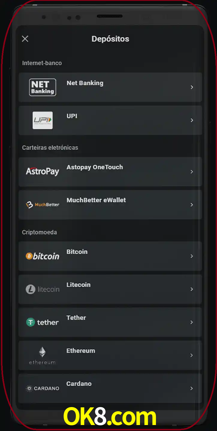 Você pode usar métodos alternativos de depósito.
