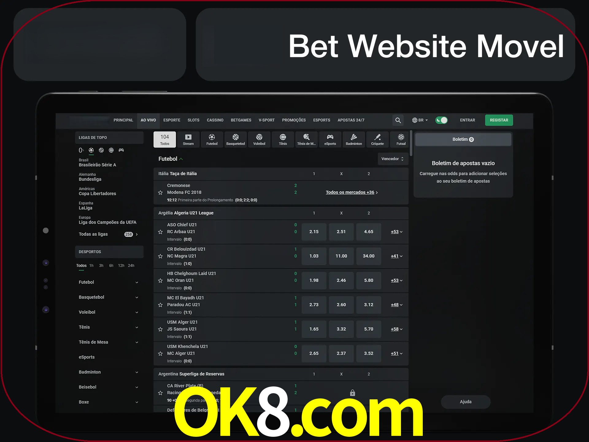 Use nosso website em qualquer dispositivo.